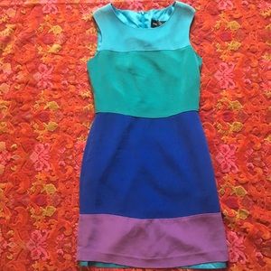 Cool Color Block Blue Sheath Dress